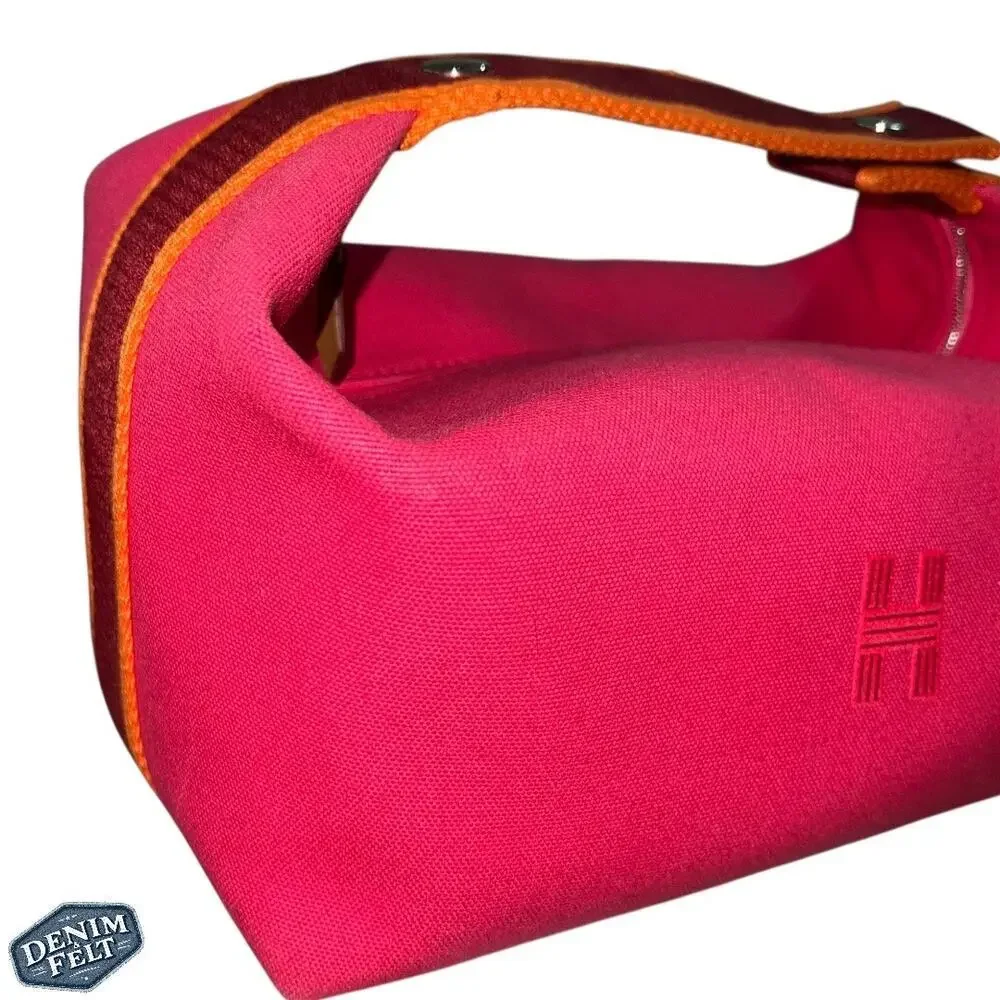 Hermès Hibiscus Pink Canvas Toile Bride-A-Brac Small‎ Travel Case/Vanity Bag